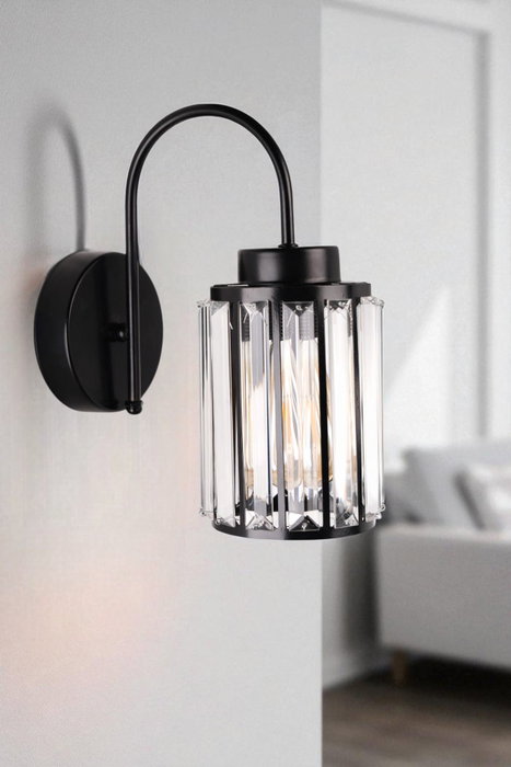 Opviq 9040-1A Lámpara de Pared Negra con Tapa de Vidrio